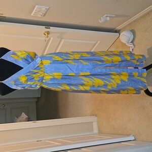 House of Harlow 1960 Yellow and Blue Wrap Maxi Dress XS